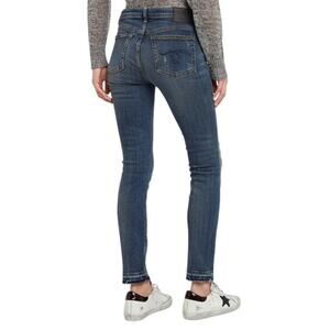 R13 Alison Crop Distressed Jeans Strummer Blue Size 27 Womens Med Wash Raw Hem
